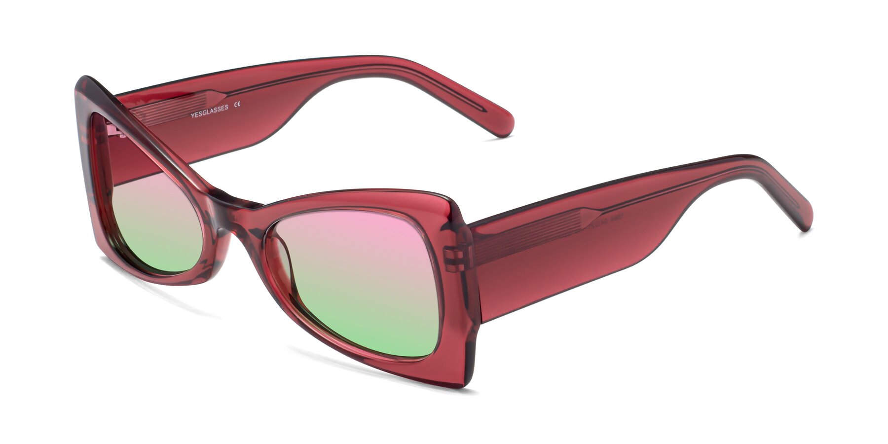 Angle of 1564 in Wine with Pink / Green Gradient Lenses