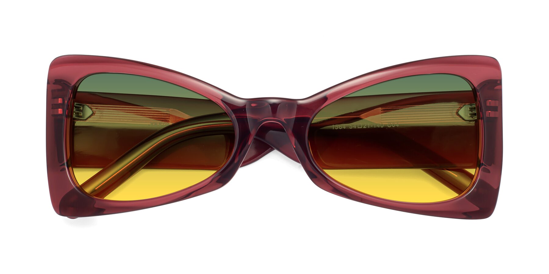 Folded Front of 1564 in Wine with Green / Yellow Gradient Lenses