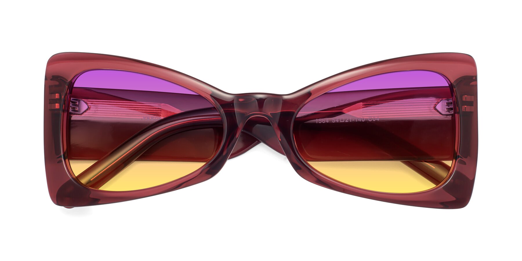 Folded Front of 1564 in Wine with Purple / Yellow Gradient Lenses