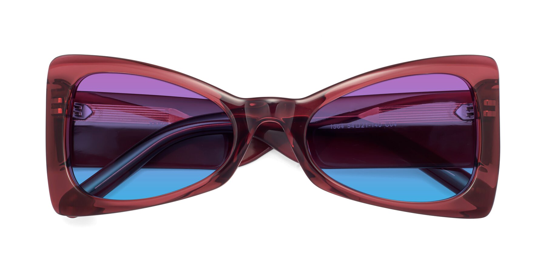 Folded Front of 1564 in Wine with Purple / Blue Gradient Lenses