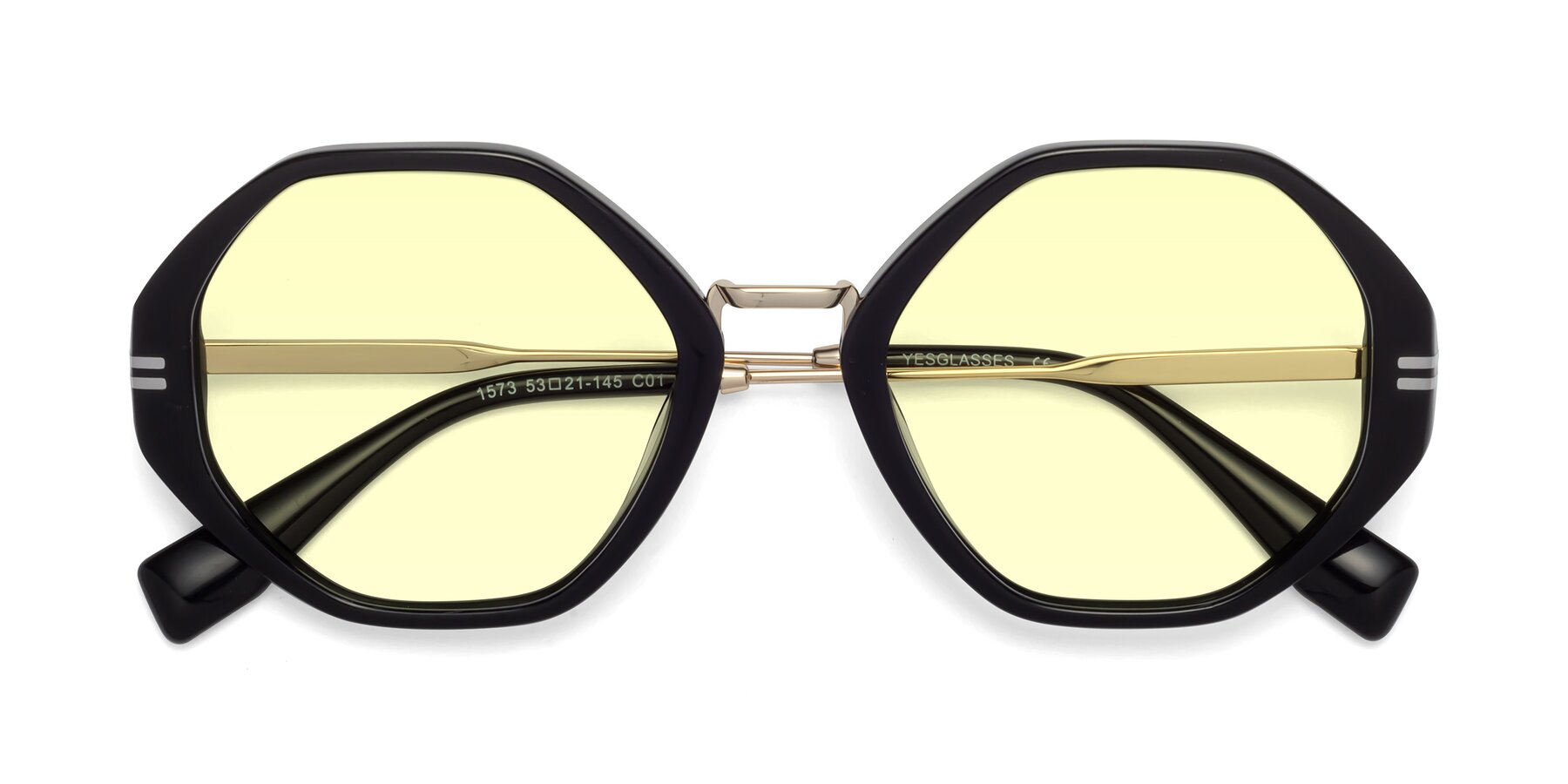 Folded Front of 1573 in Black with Light Yellow Tinted Lenses