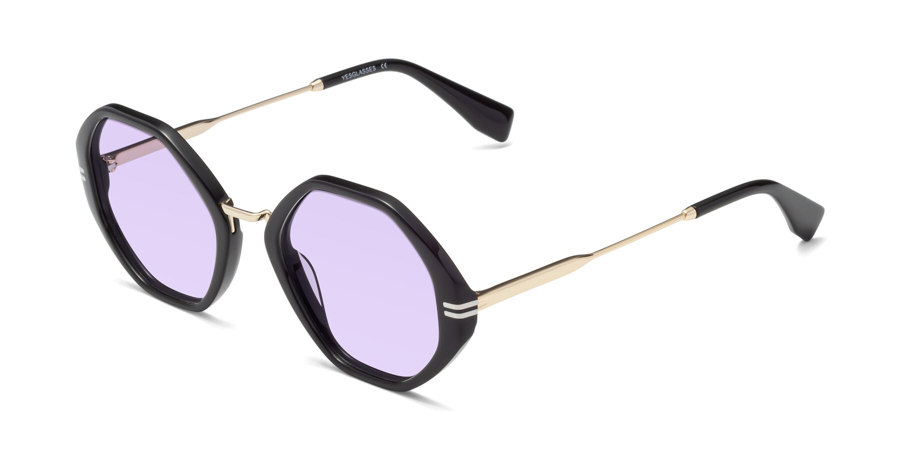 Angle of 1573 in Black with Light Purple Tinted Lenses
