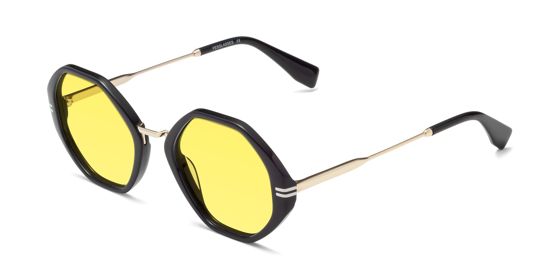 Angle of 1573 in Black with Medium Yellow Tinted Lenses