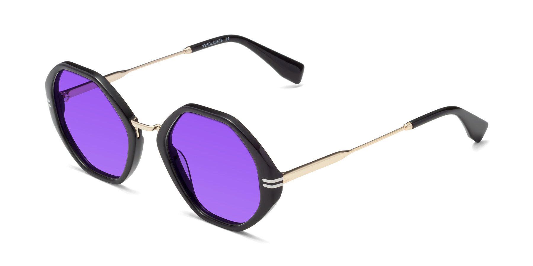 Angle of 1573 in Black with Purple Tinted Lenses