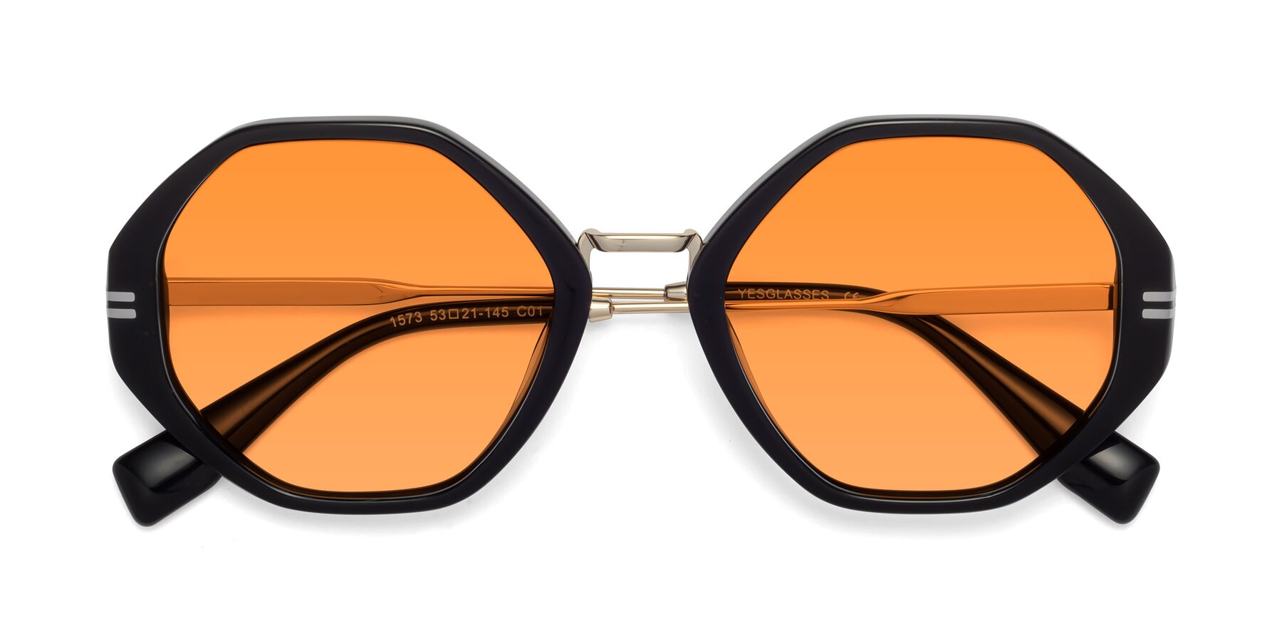 Folded Front of 1573 in Black with Orange Tinted Lenses