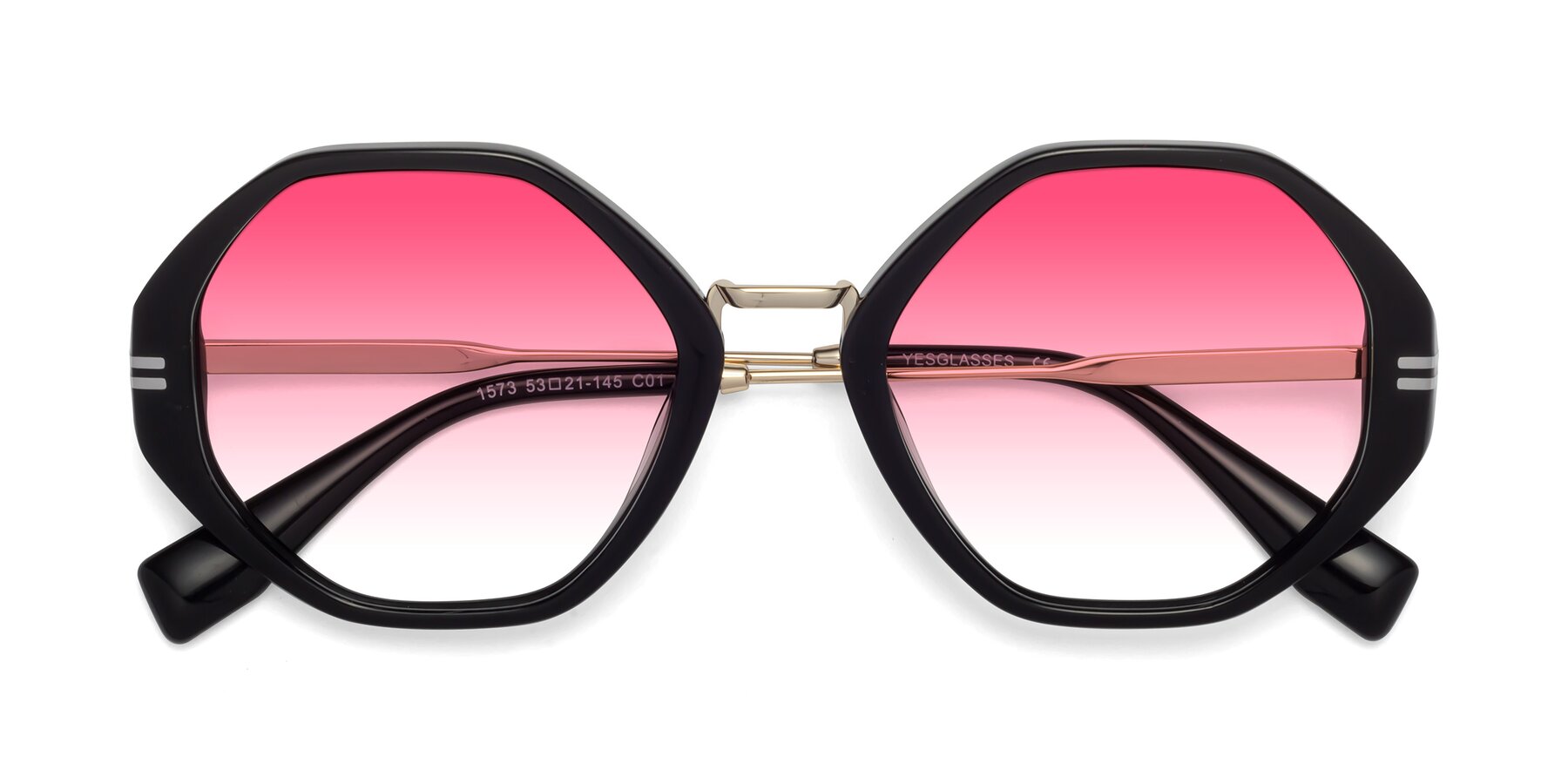Folded Front of 1573 in Black with Pink Gradient Lenses