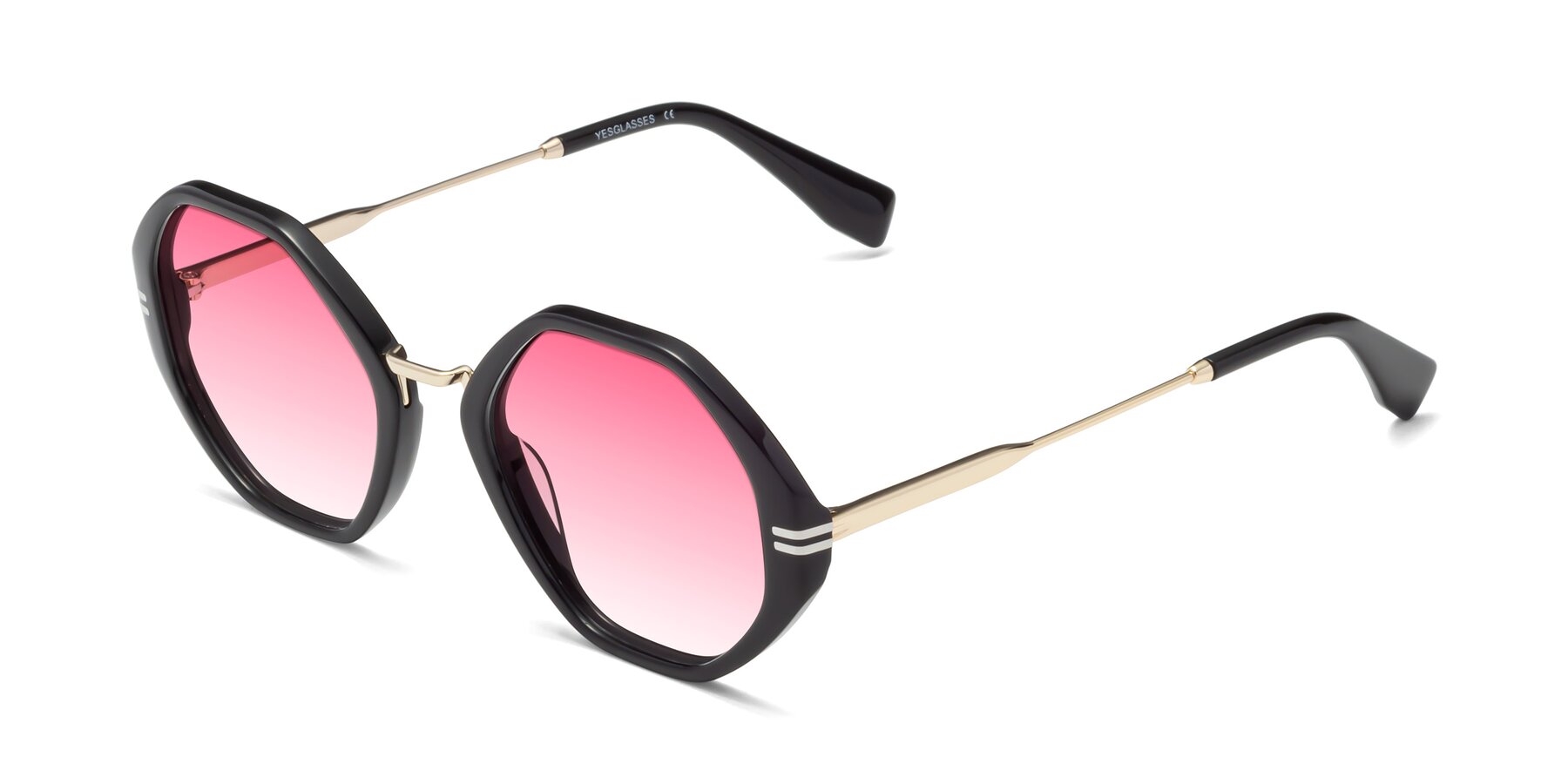 Angle of 1573 in Black with Pink Gradient Lenses