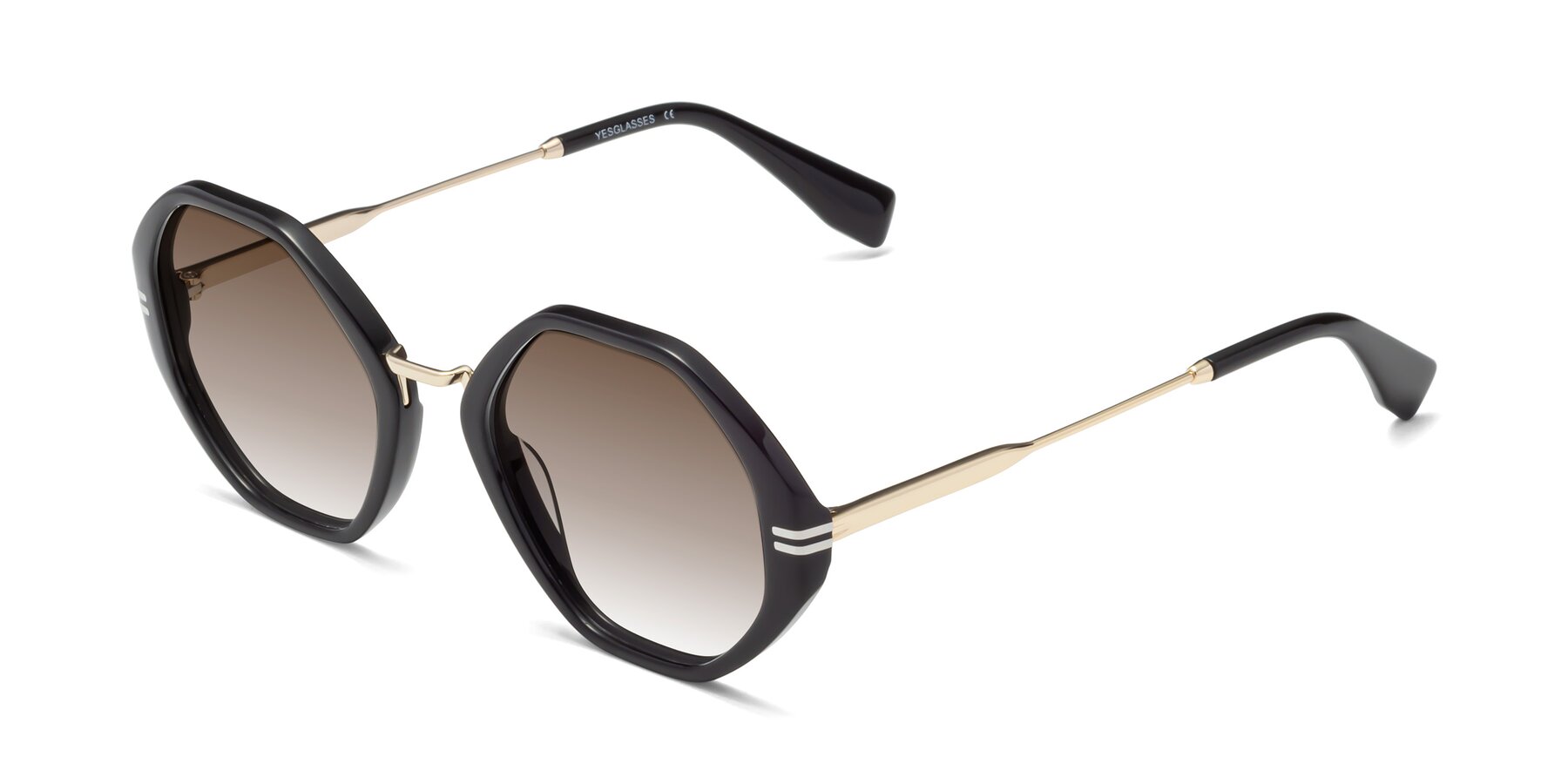 Angle of 1573 in Black with Brown Gradient Lenses