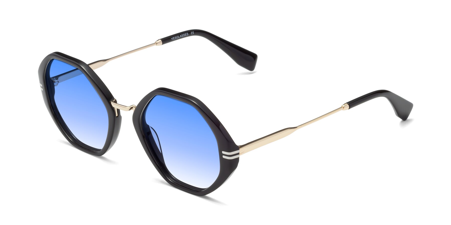 Angle of 1573 in Black with Blue Gradient Lenses