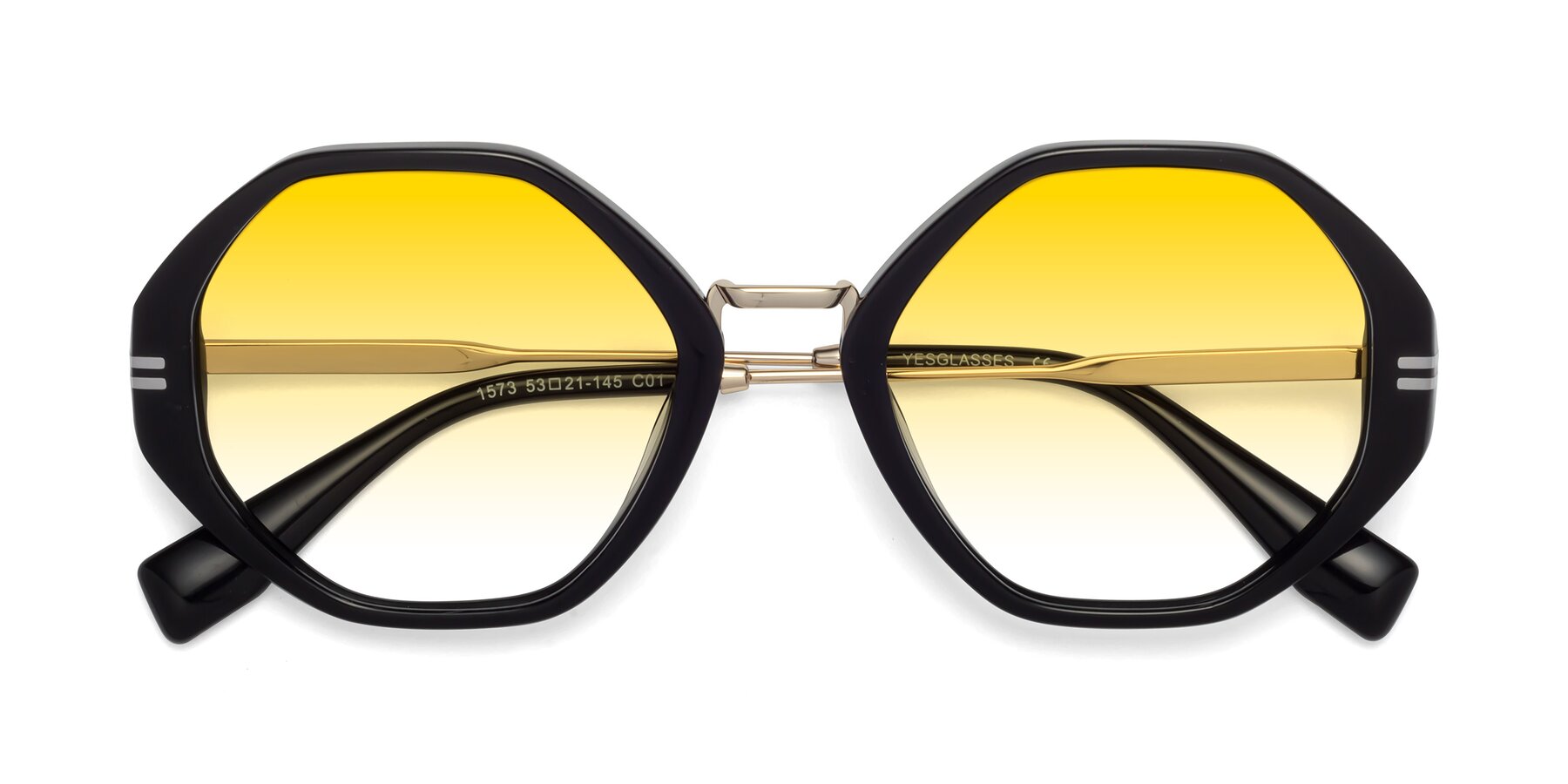 Folded Front of 1573 in Black with Yellow Gradient Lenses