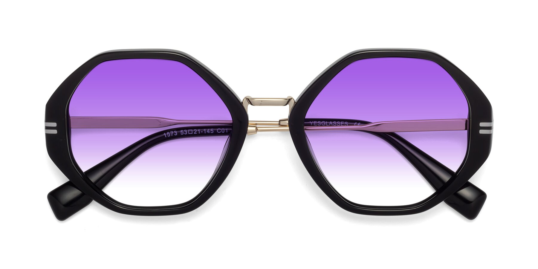 Folded Front of 1573 in Black with Purple Gradient Lenses