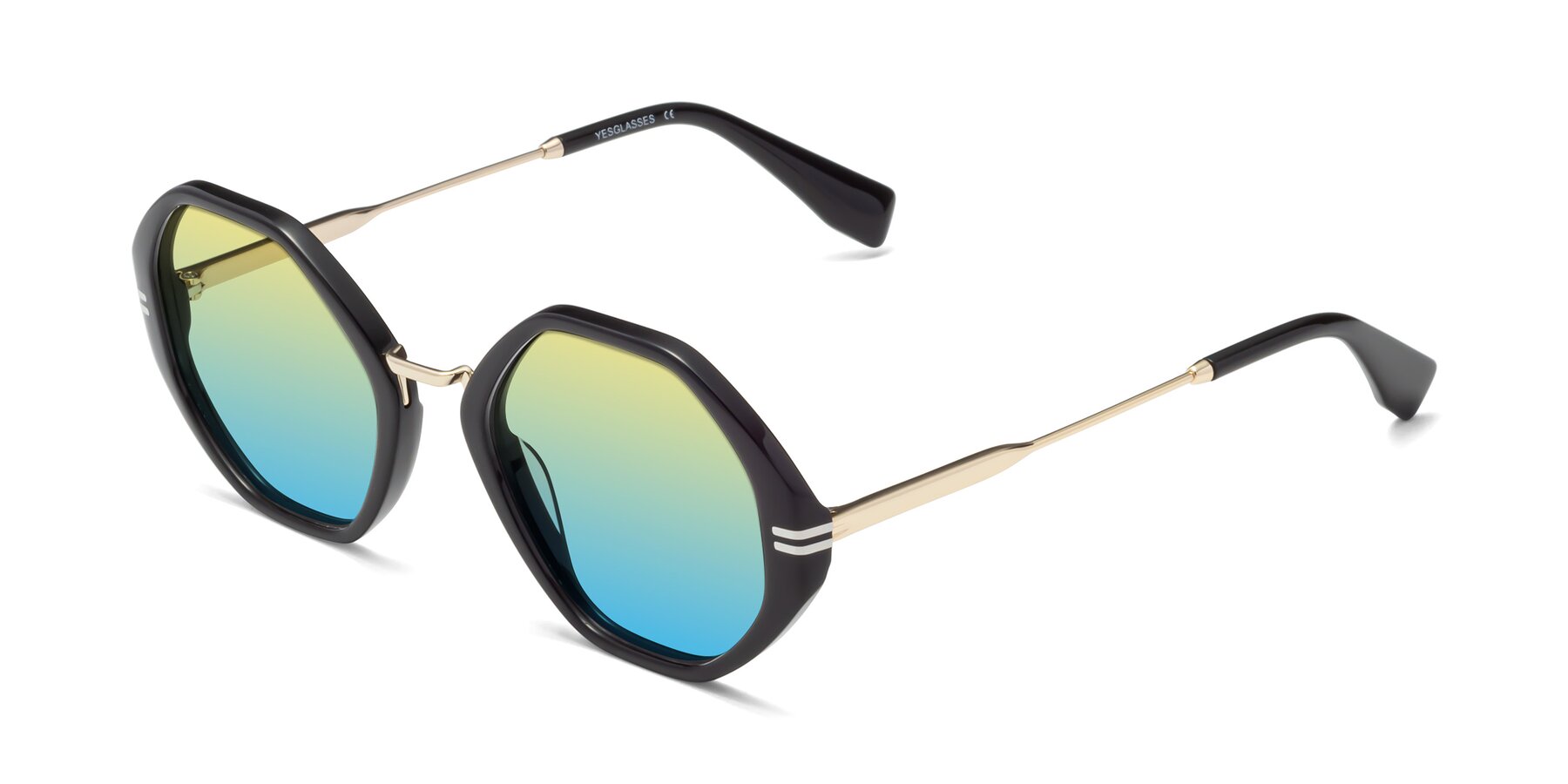 Angle of 1573 in Black with Yellow / Blue Gradient Lenses