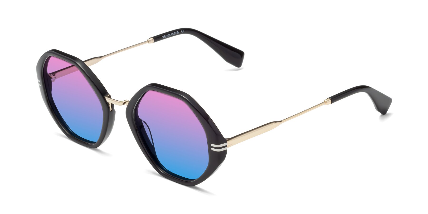 Angle of 1573 in Black with Pink / Blue Gradient Lenses