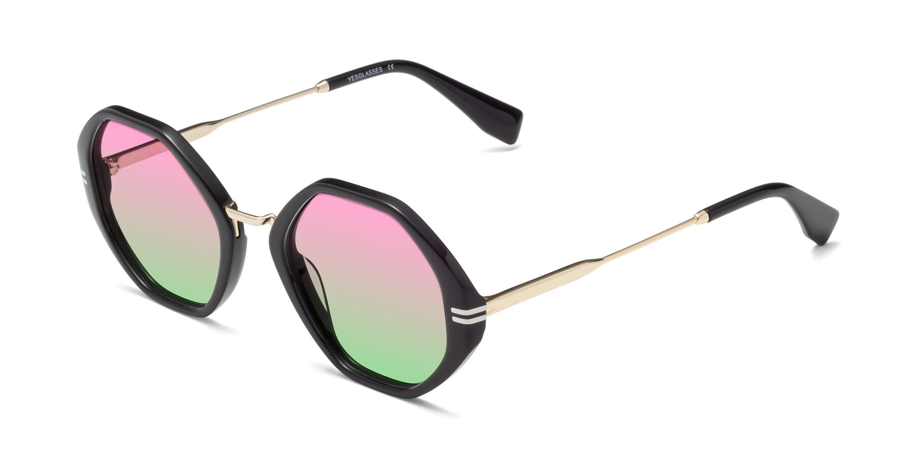 Angle of 1573 in Black with Pink / Green Gradient Lenses