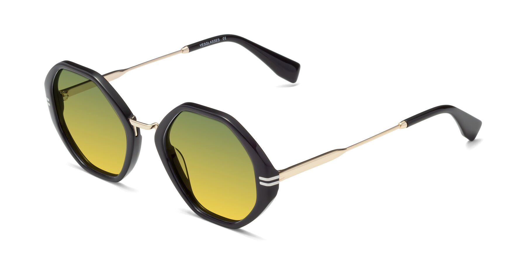 Angle of 1573 in Black with Green / Yellow Gradient Lenses
