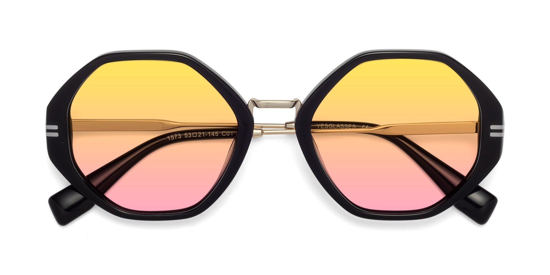 Folded Front of 1573 in Black with Yellow / Pink Gradient Lenses