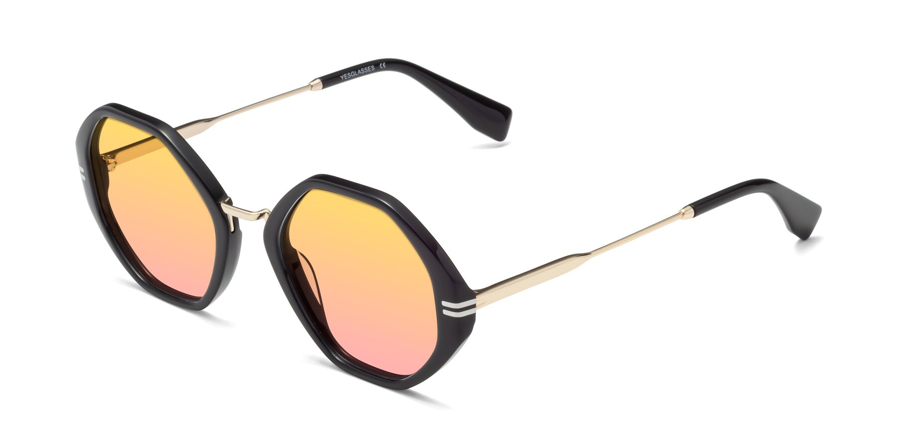 Angle of 1573 in Black with Yellow / Pink Gradient Lenses