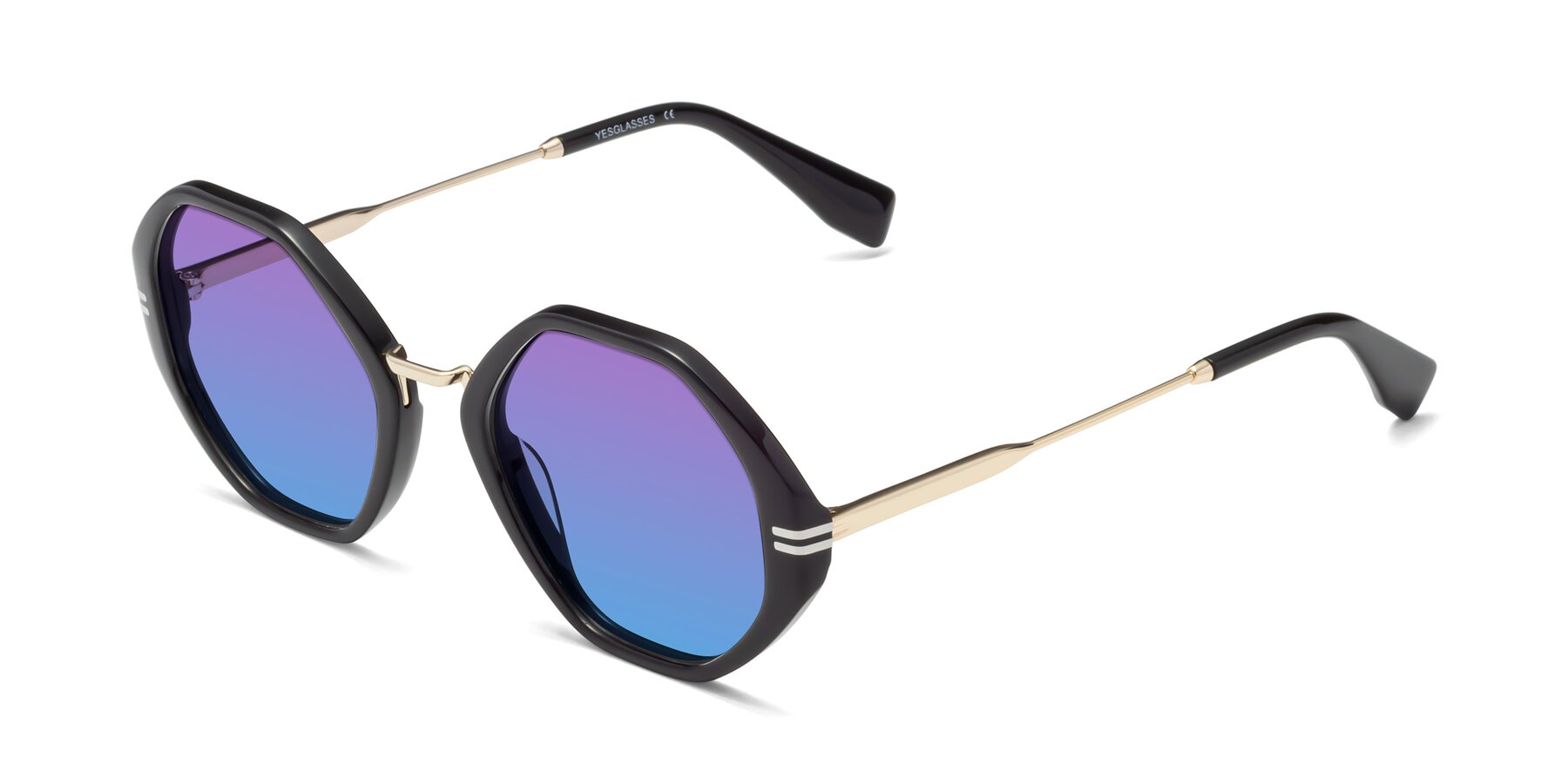 Angle of 1573 in Black with Purple / Blue Gradient Lenses
