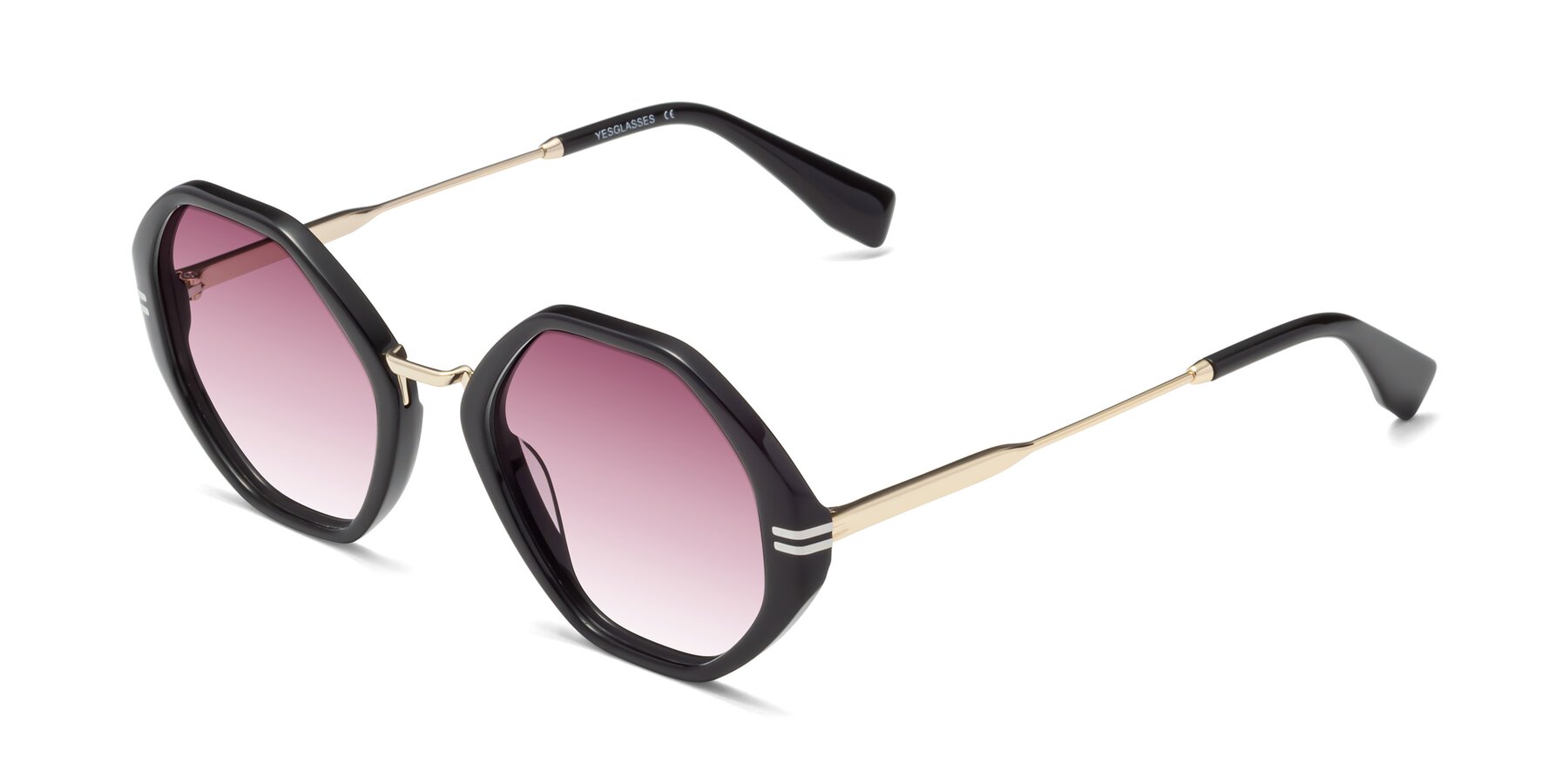 Angle of 1573 in Black with Wine Gradient Lenses