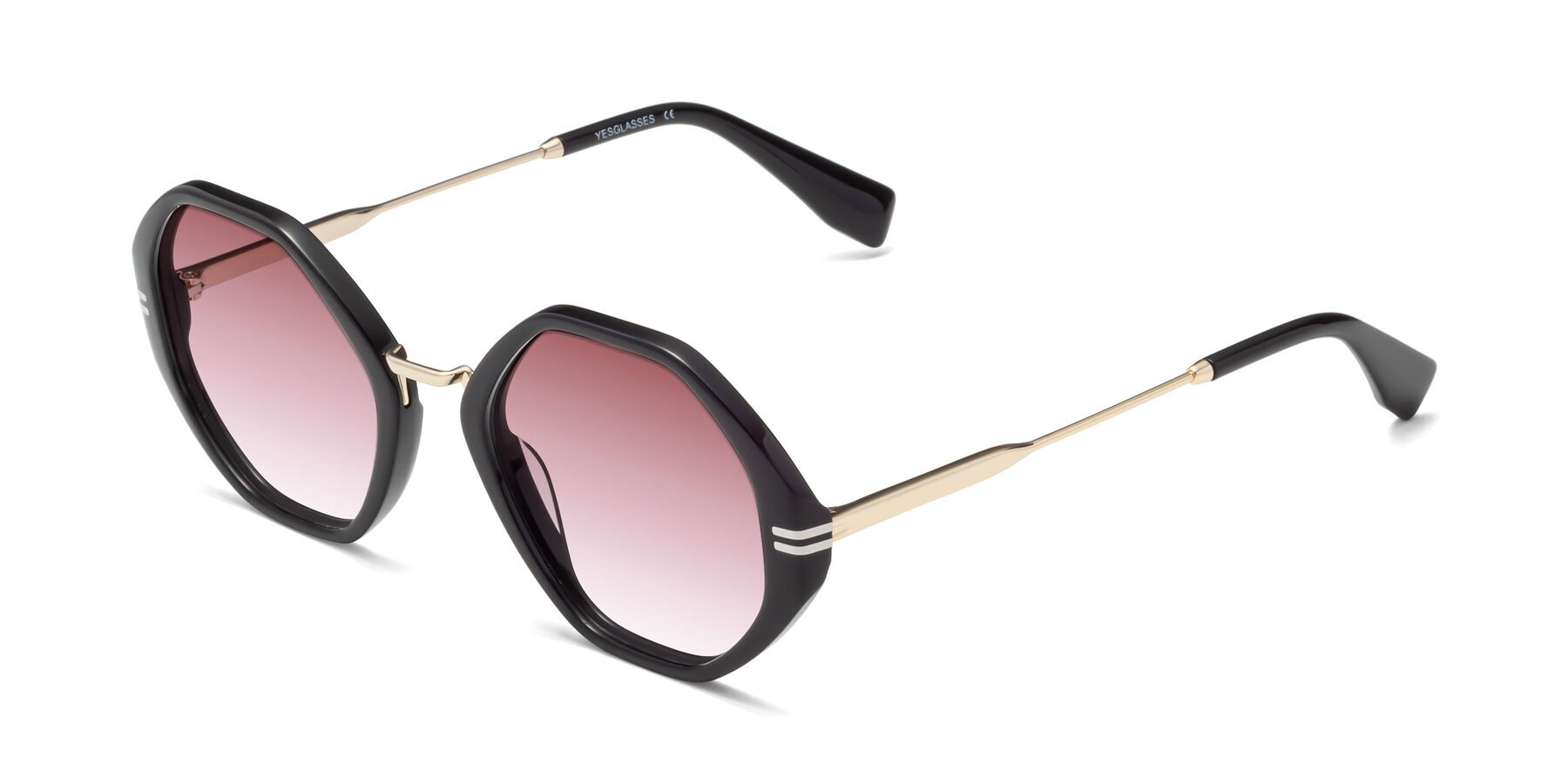 Angle of 1573 in Black with Garnet Gradient Lenses