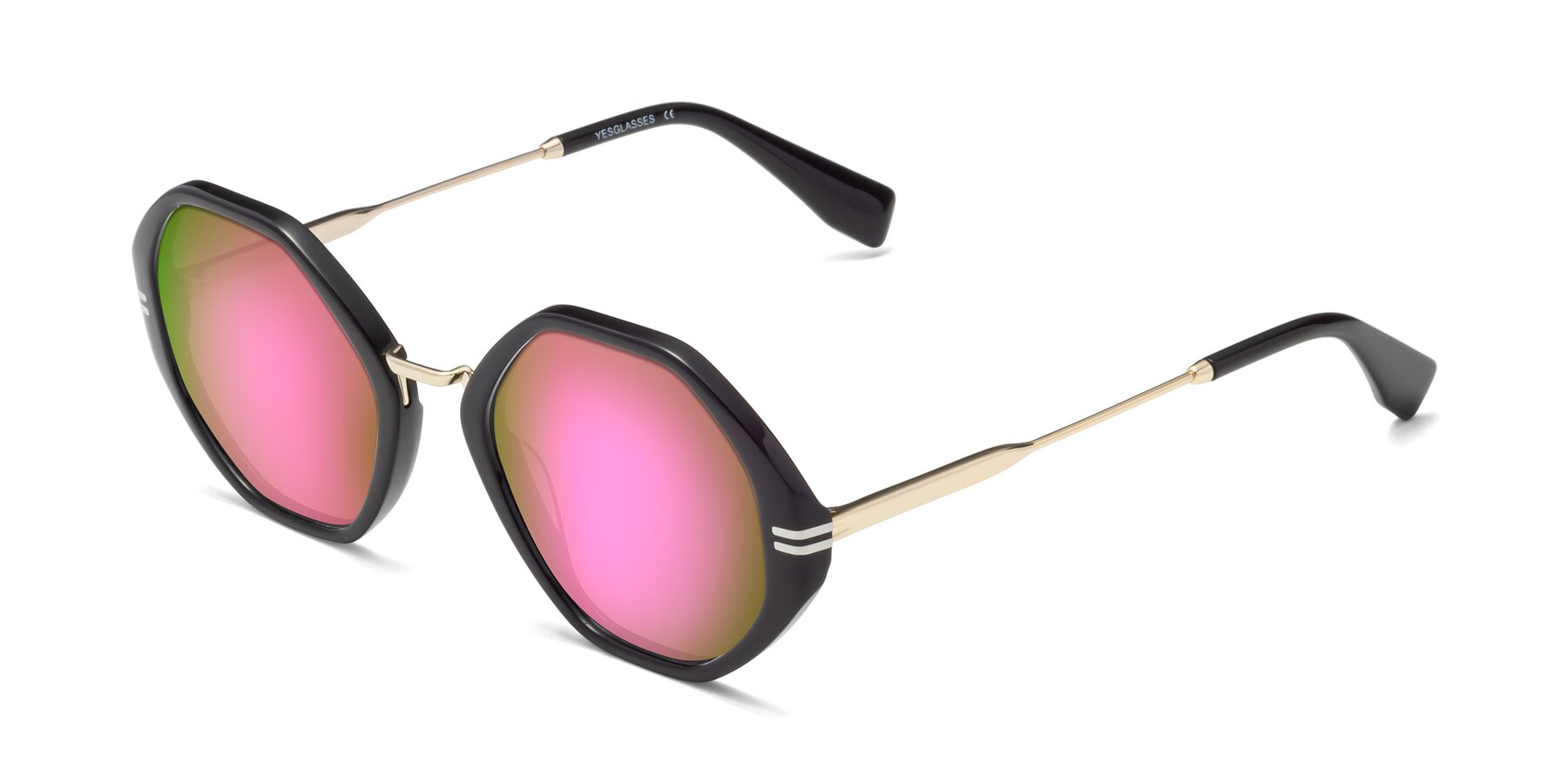 Angle of 1573 in Black with Pink Mirrored Lenses