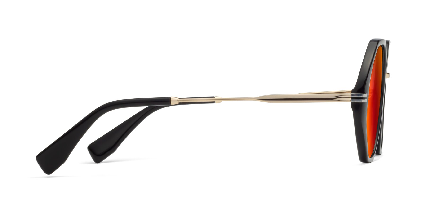 Side of 1573 in Black with Red Gold Mirrored Lenses