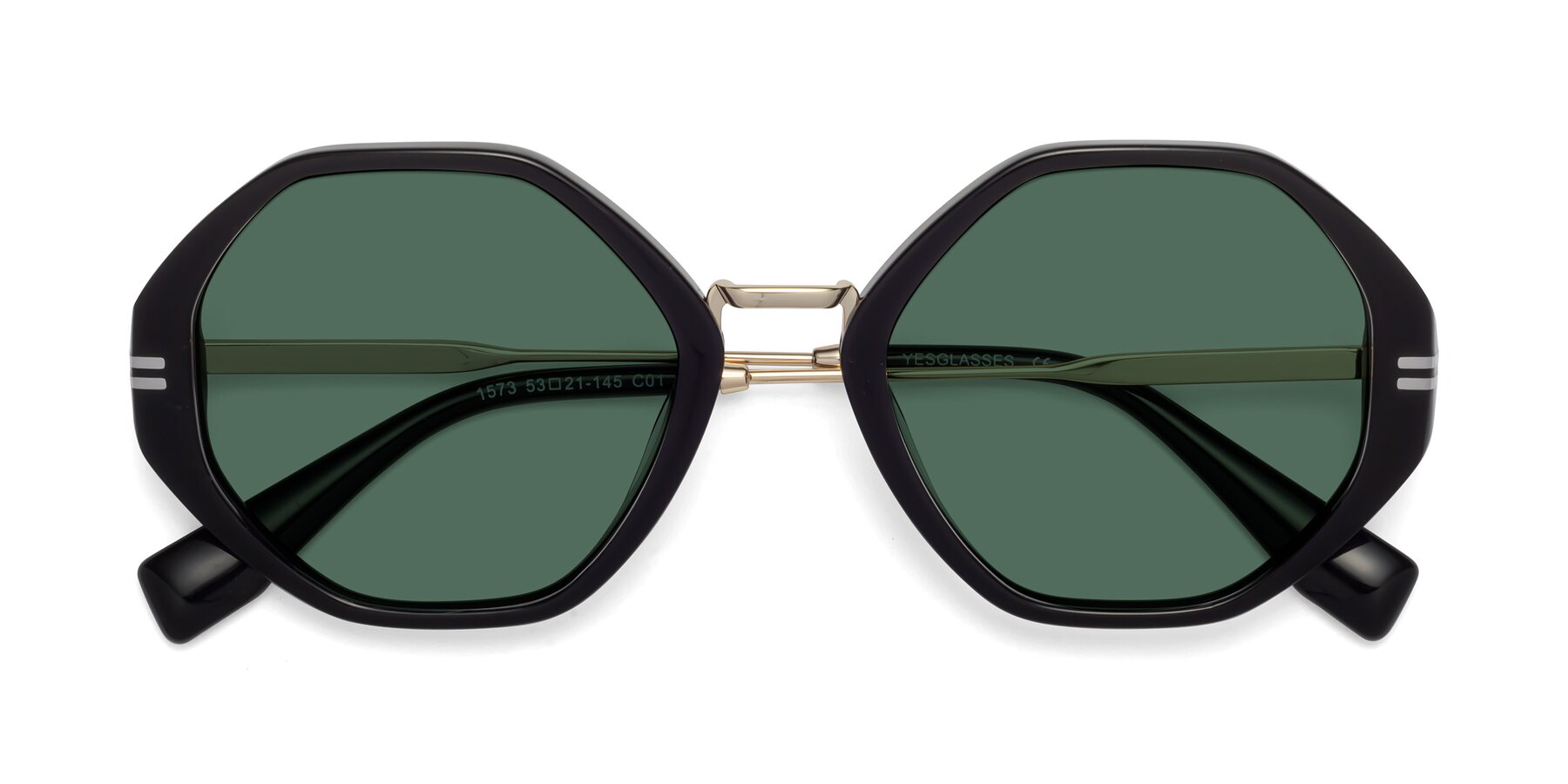 Folded Front of 1573 in Black with Green Polarized Lenses