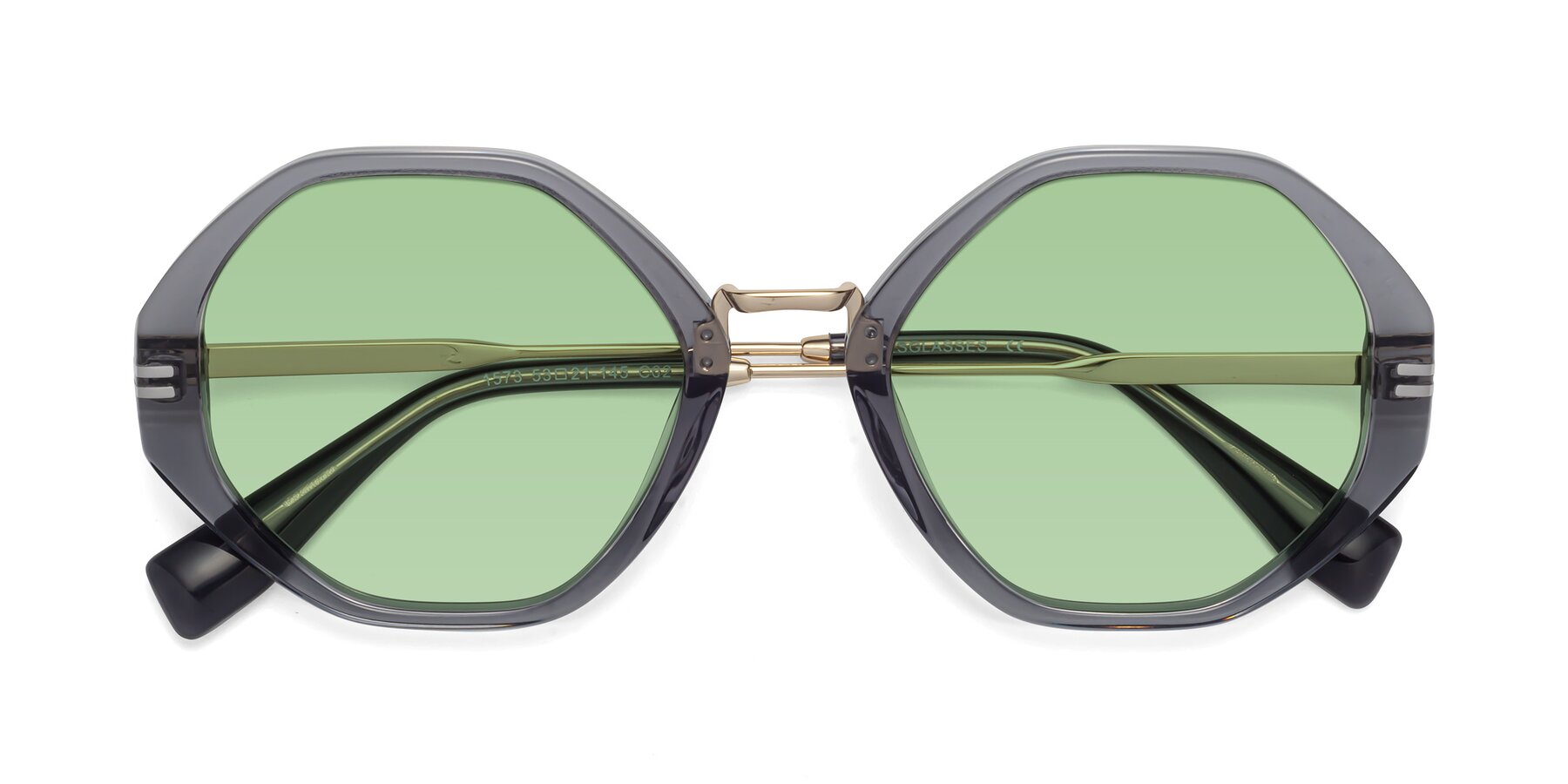 Folded Front of 1573 in Gray with Medium Green Tinted Lenses