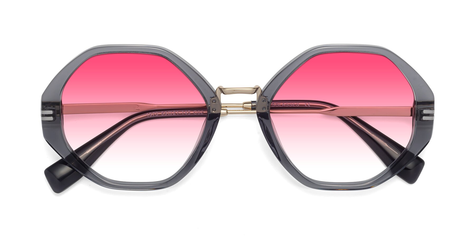 Folded Front of 1573 in Gray with Pink Gradient Lenses