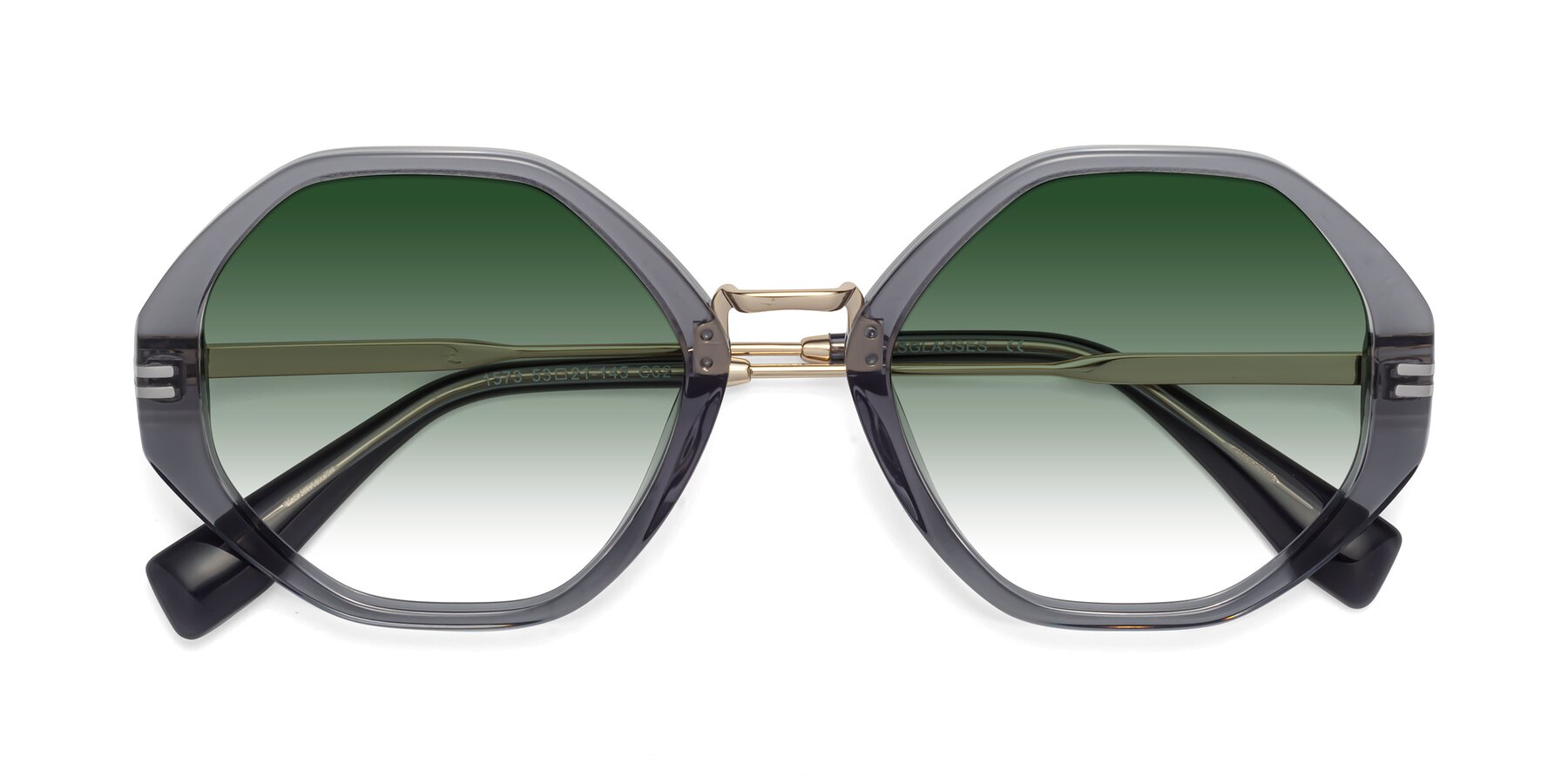 Folded Front of 1573 in Gray with Green Gradient Lenses