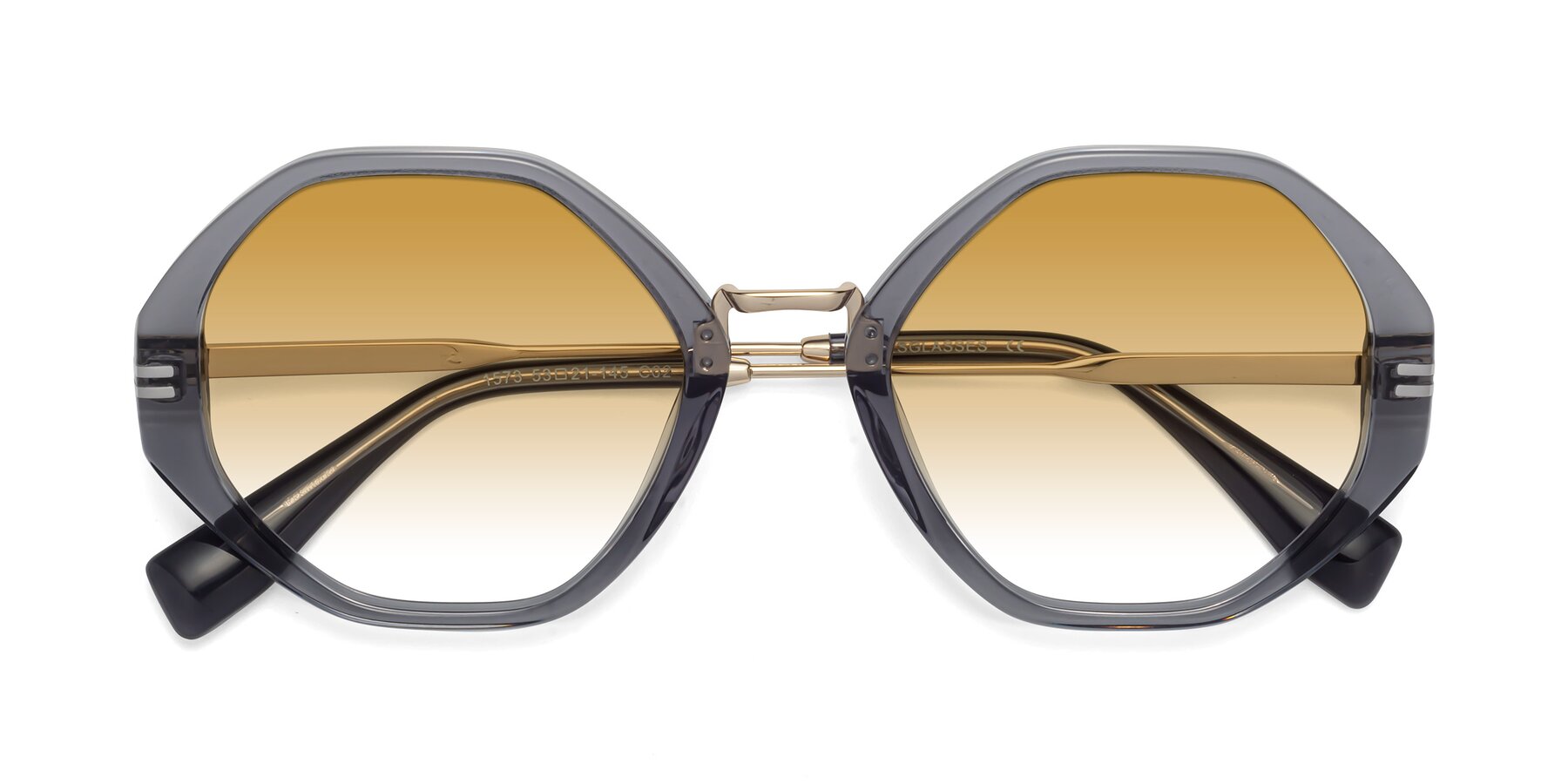 Folded Front of 1573 in Gray with Champagne Gradient Lenses