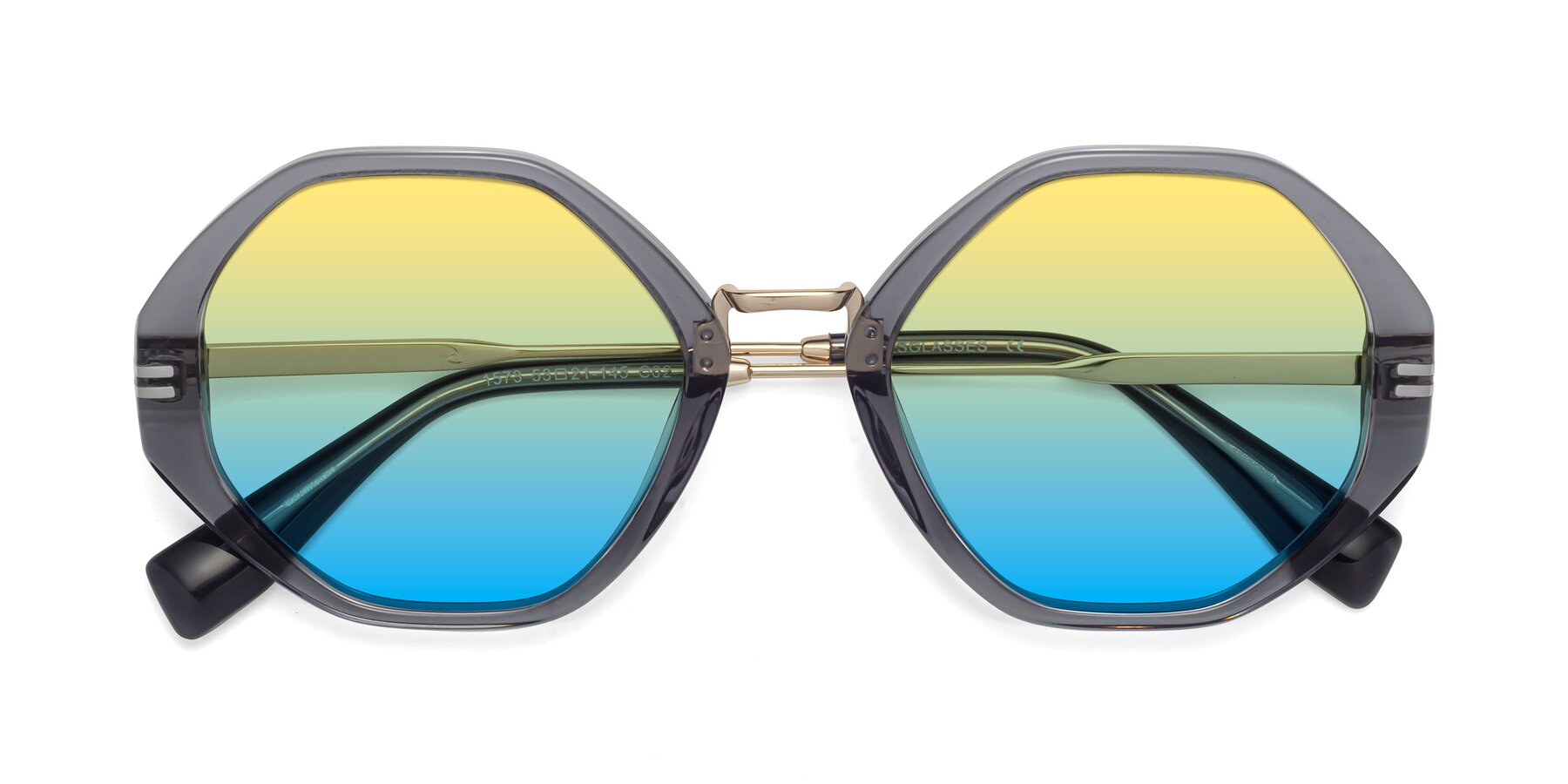Folded Front of 1573 in Gray with Yellow / Blue Gradient Lenses