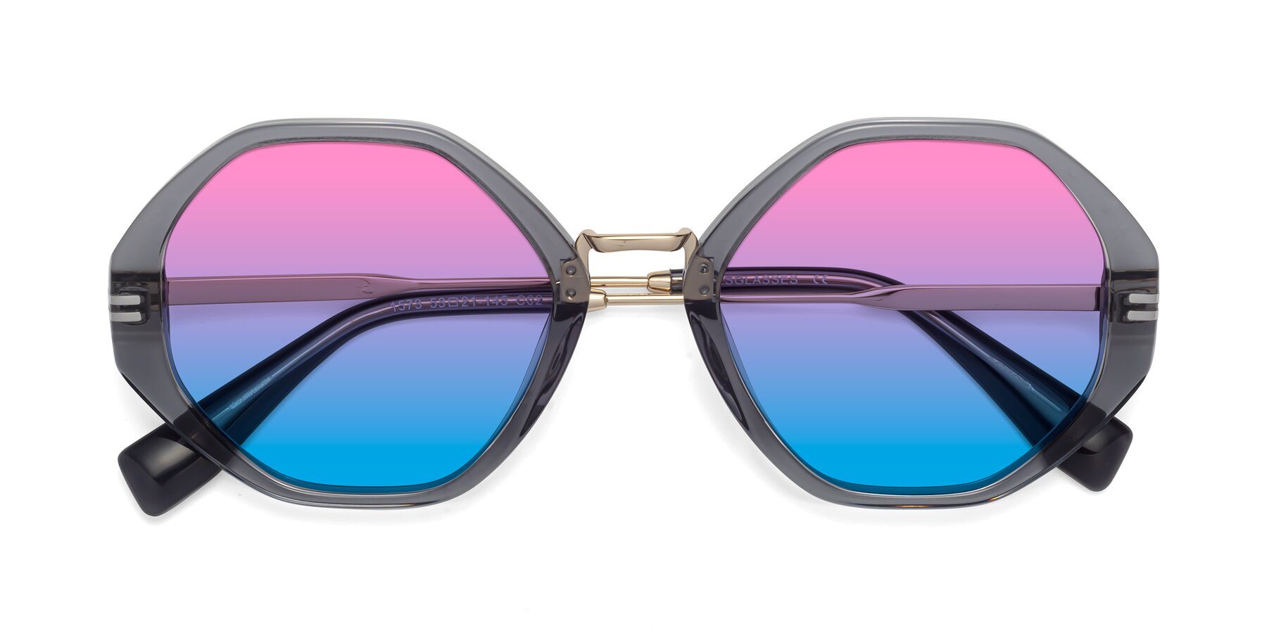 Folded Front of 1573 in Gray with Pink / Blue Gradient Lenses