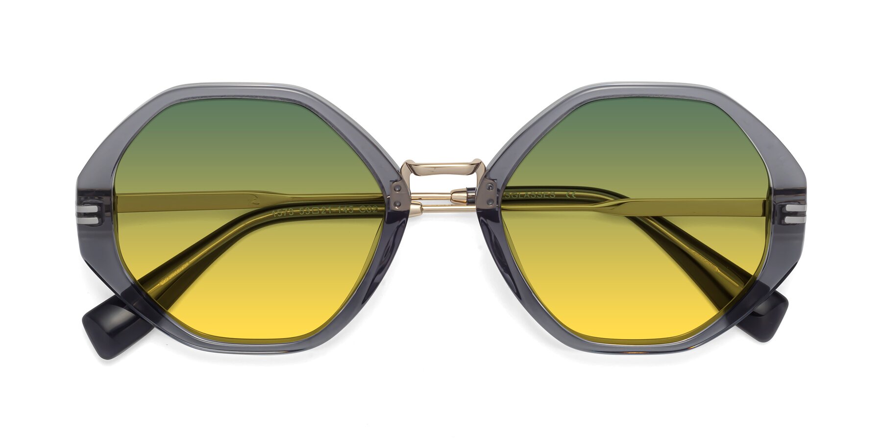 Folded Front of 1573 in Gray with Green / Yellow Gradient Lenses