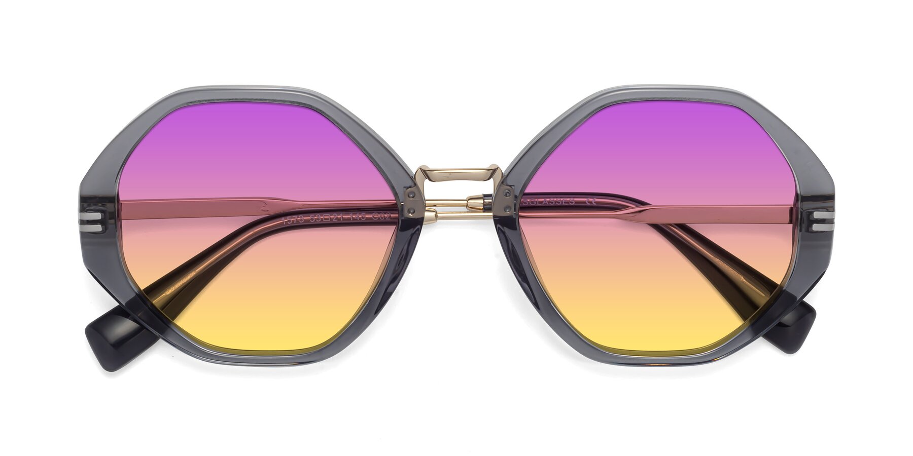 Folded Front of 1573 in Gray with Purple / Yellow Gradient Lenses