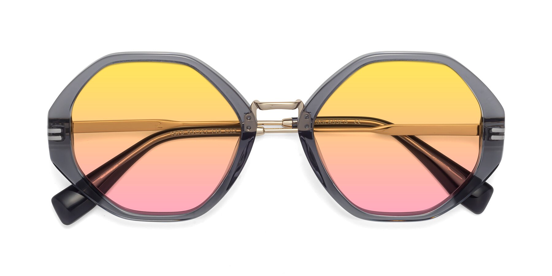 Folded Front of 1573 in Gray with Yellow / Pink Gradient Lenses