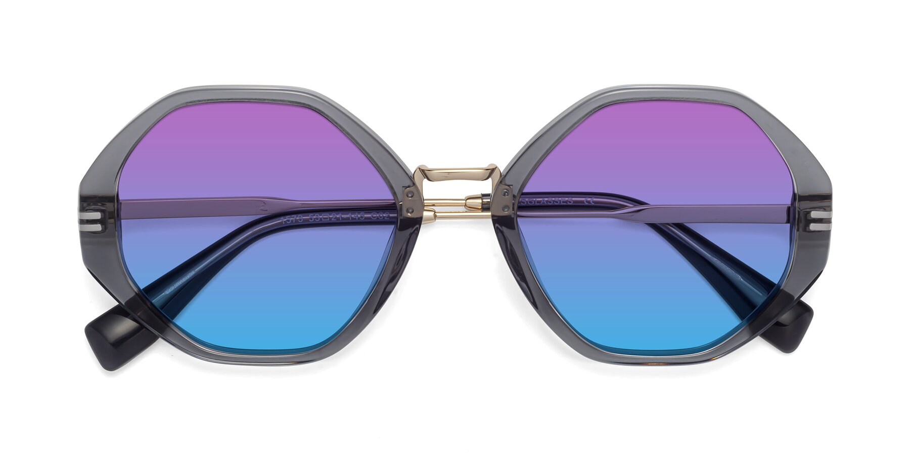 Folded Front of 1573 in Gray with Purple / Blue Gradient Lenses