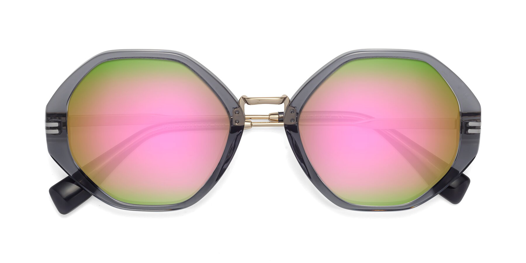 Folded Front of 1573 in Gray with Pink Mirrored Lenses