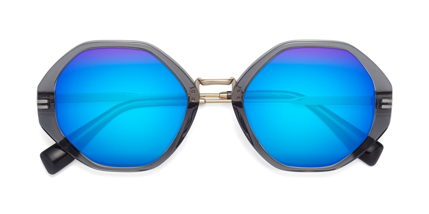 1573 - Gray Flash Mirrored Sunglasses