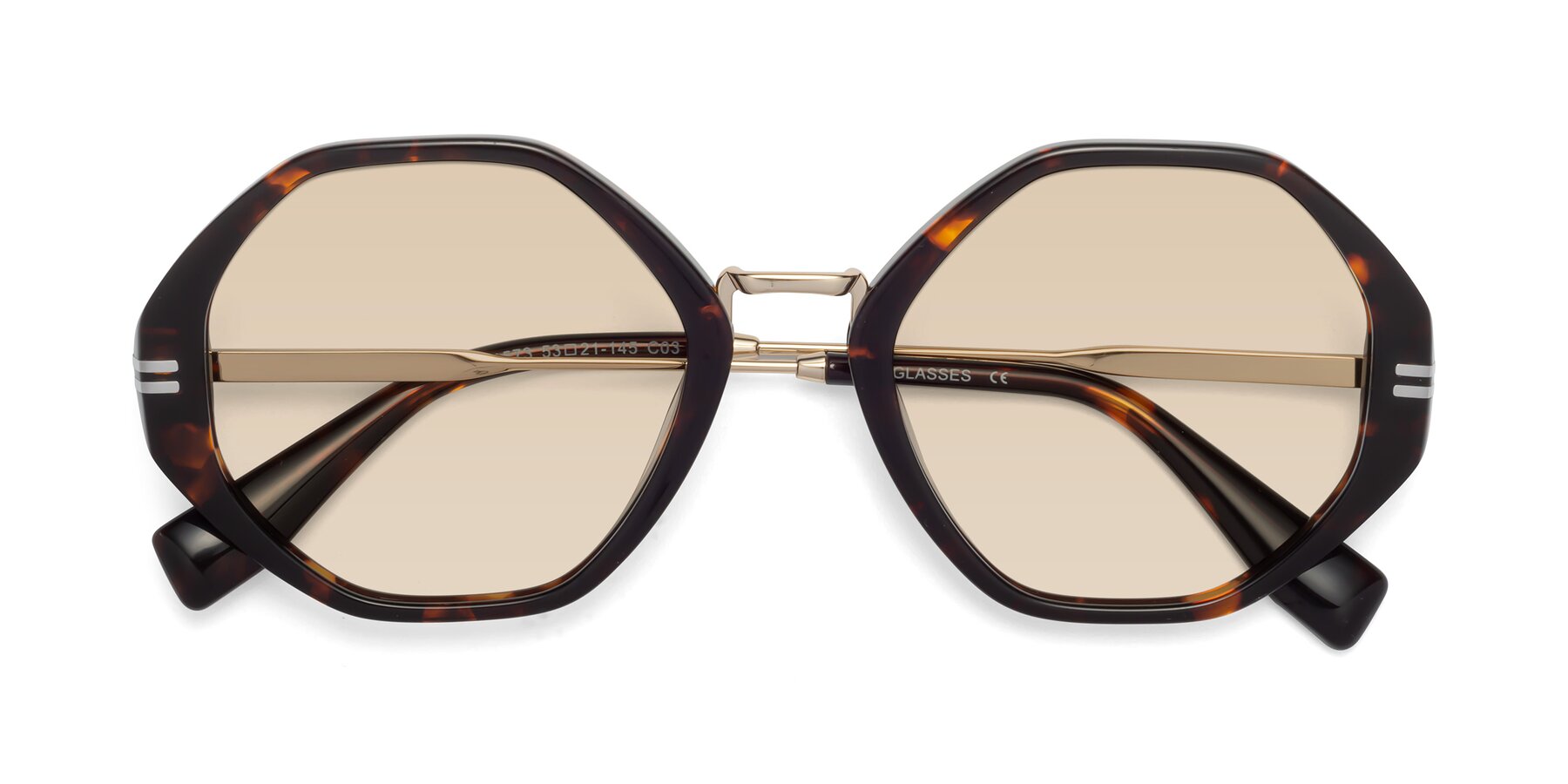 Folded Front of 1573 in Tortoise with Light Brown Tinted Lenses