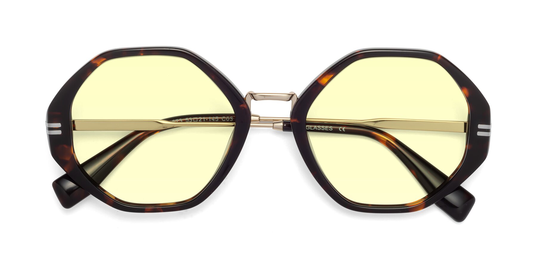 Folded Front of 1573 in Tortoise with Light Yellow Tinted Lenses