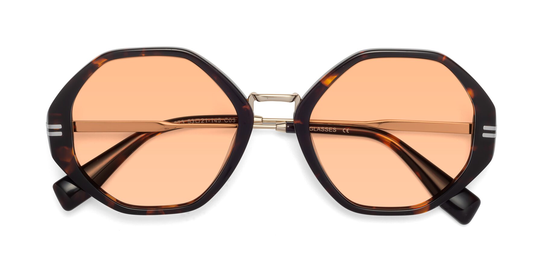 Folded Front of 1573 in Tortoise with Light Orange Tinted Lenses