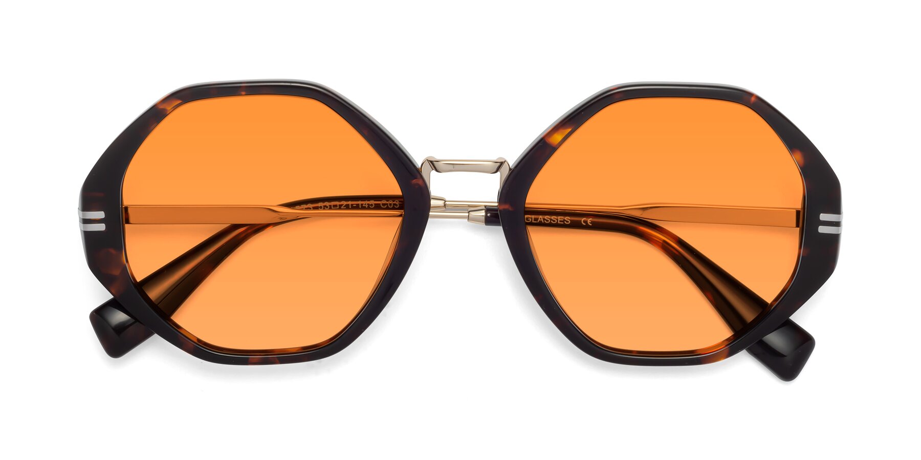 Folded Front of 1573 in Tortoise with Orange Tinted Lenses