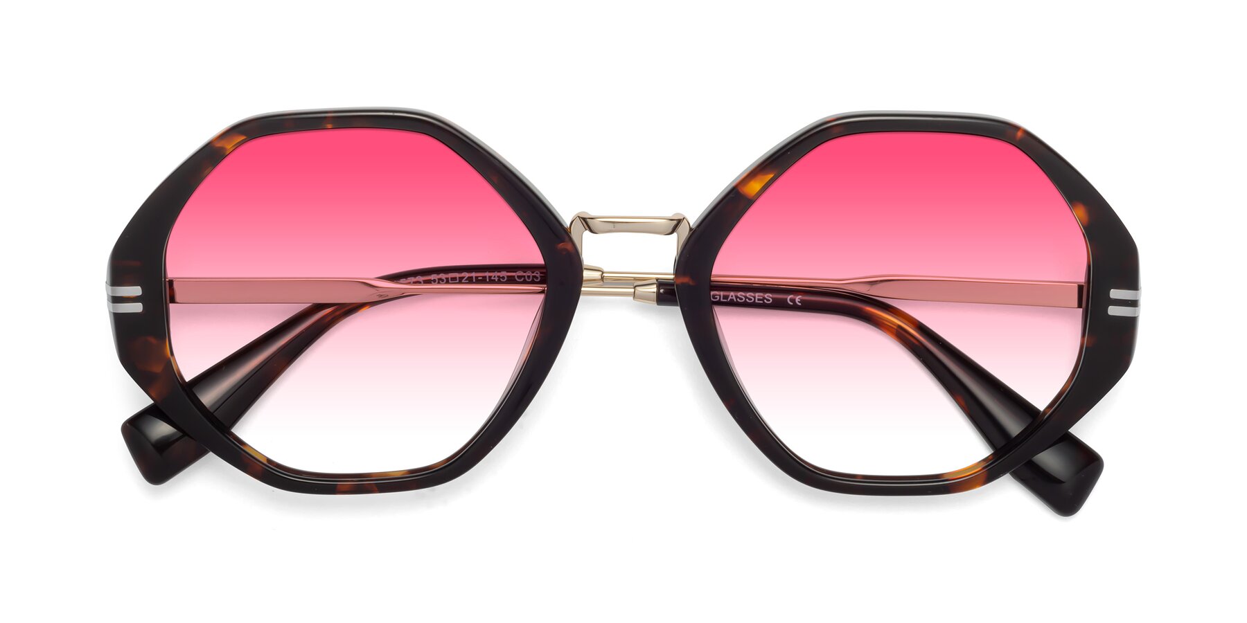Folded Front of 1573 in Tortoise with Pink Gradient Lenses