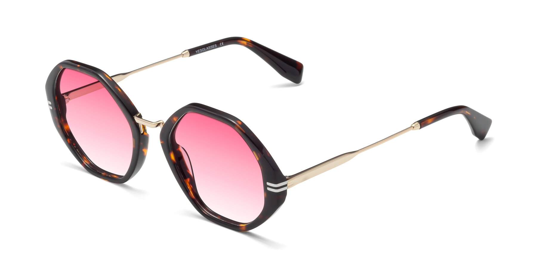 Angle of 1573 in Tortoise with Pink Gradient Lenses