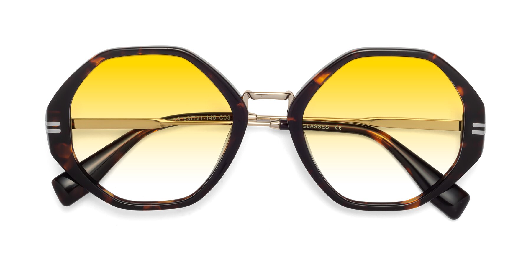 Folded Front of 1573 in Tortoise with Yellow Gradient Lenses