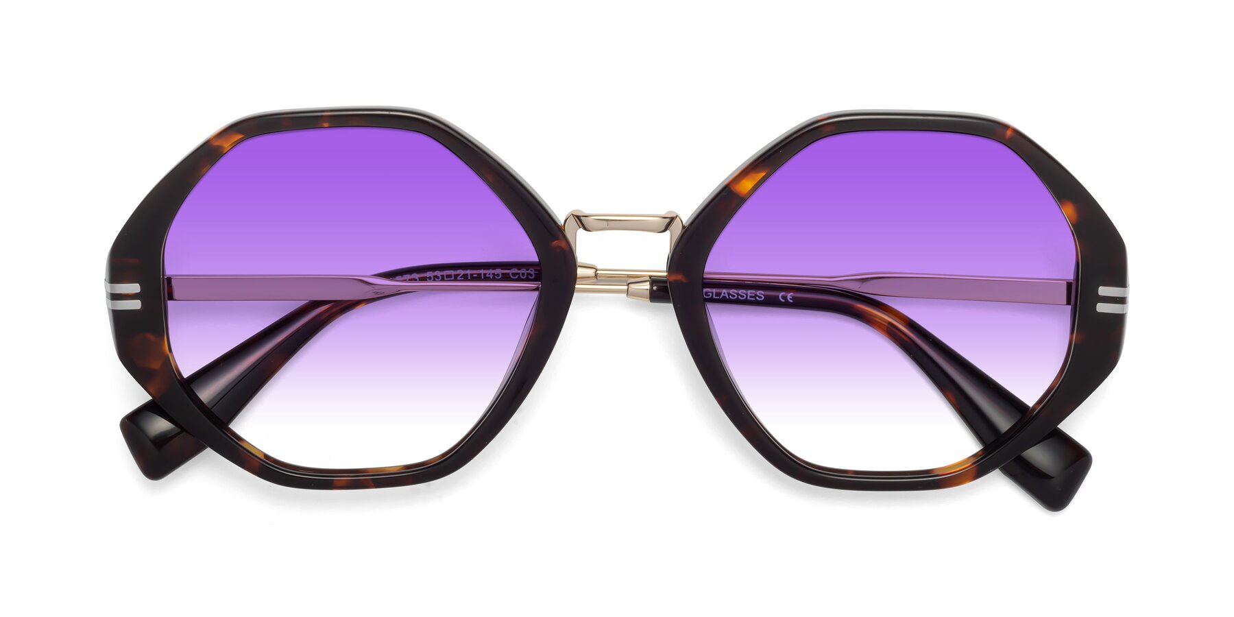 Folded Front of 1573 in Tortoise with Purple Gradient Lenses