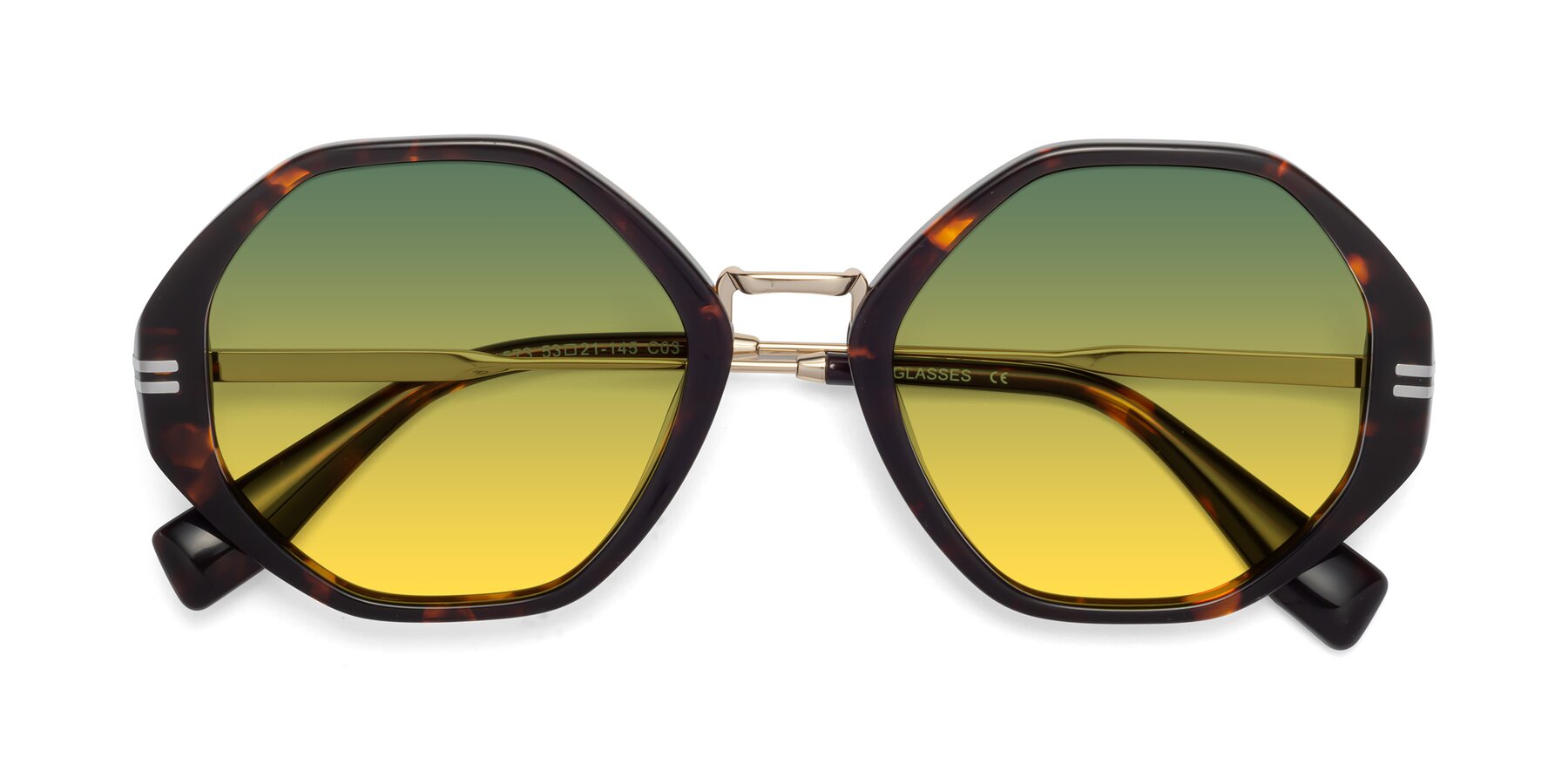 Folded Front of 1573 in Tortoise with Green / Yellow Gradient Lenses