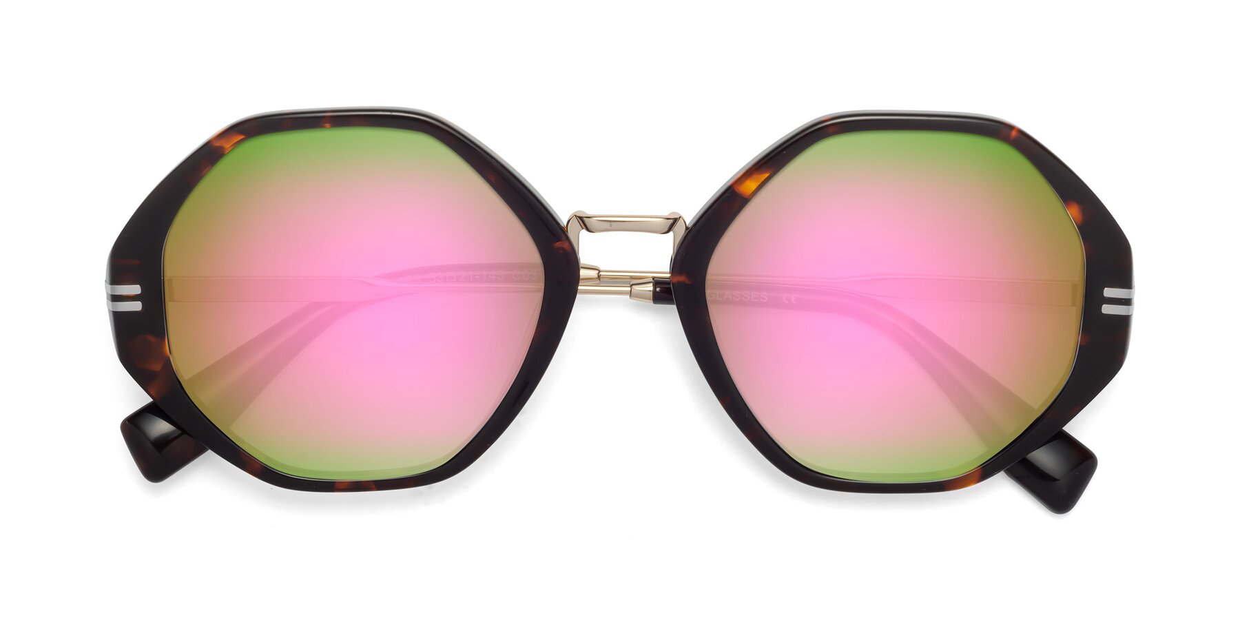 Folded Front of 1573 in Tortoise with Pink Mirrored Lenses