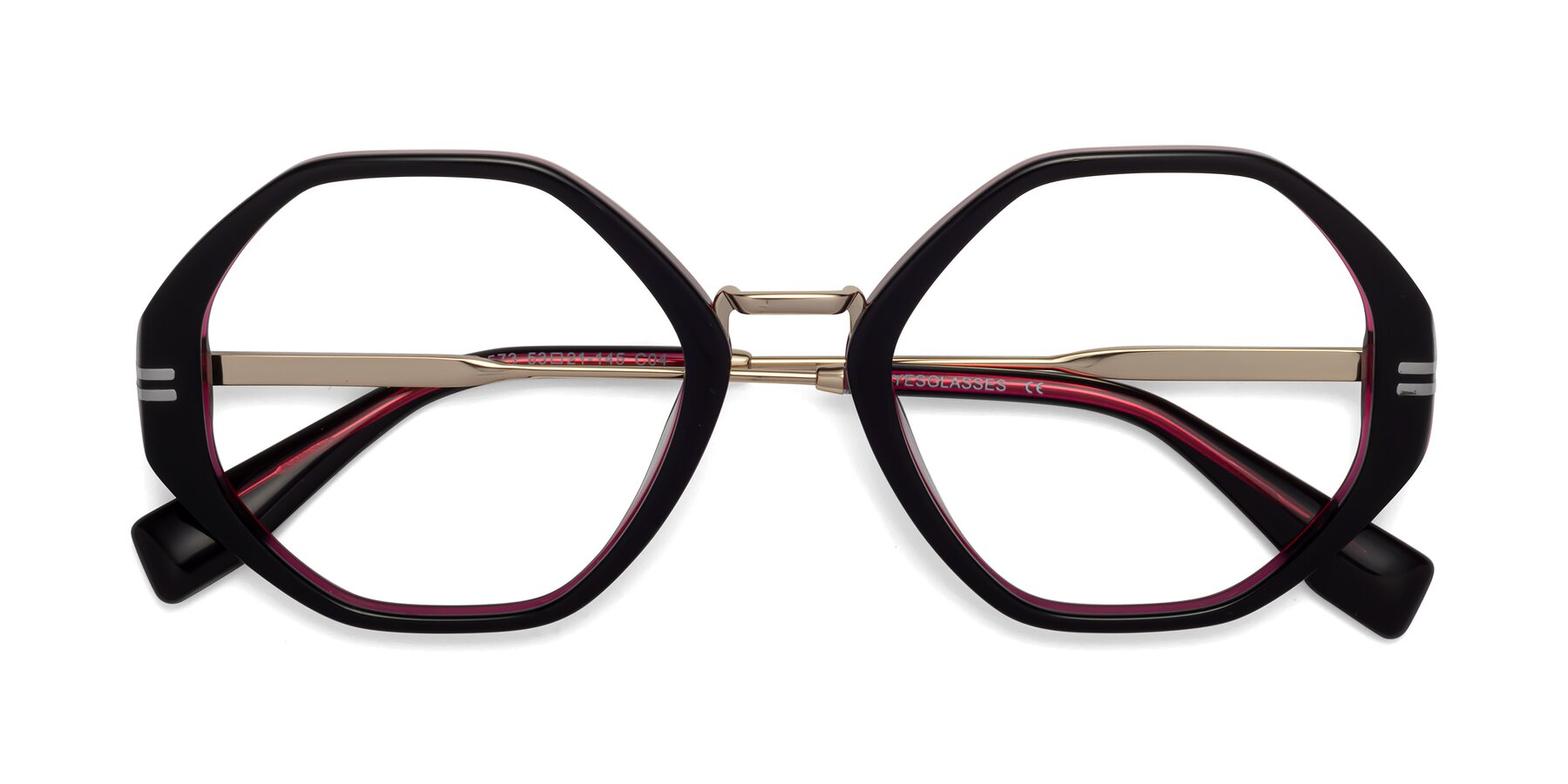 Folded Front of 1573 in Black-Wine with Clear Blue Light Blocking Lenses
